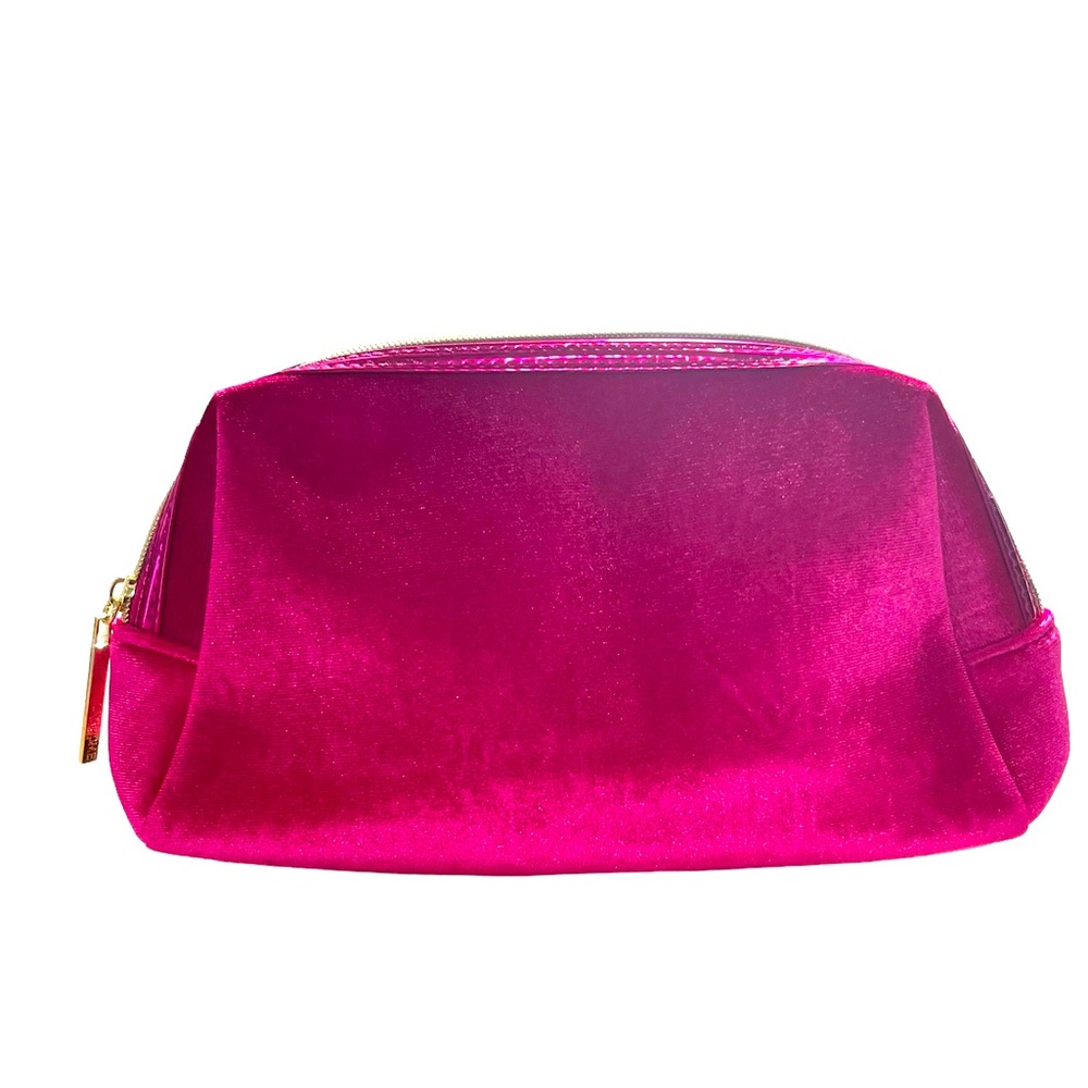Lancôme Hot Pink Velour Cosmetic Bag NWOT Velour Case with Gold Hardware